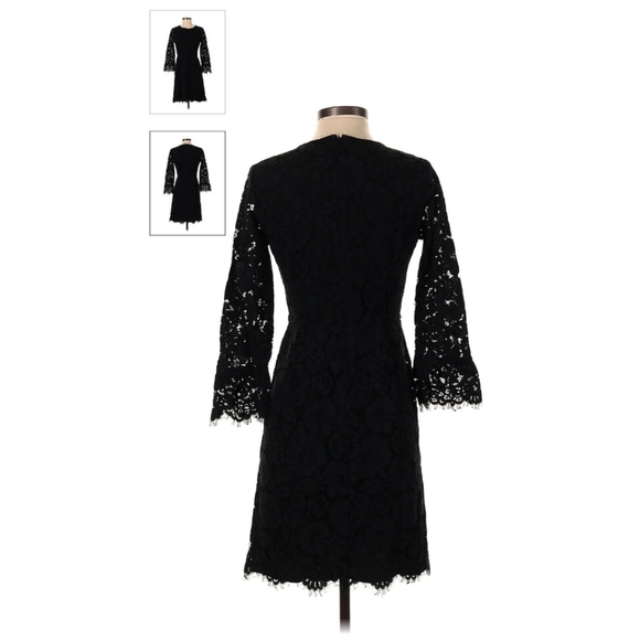 Ann Taylor Black Velvet Damask Dress - Size 0 - Picture 3 of 12